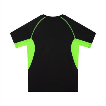 Men's Raglan Panel Training T-Shirt in black with lemon green, alternate angle