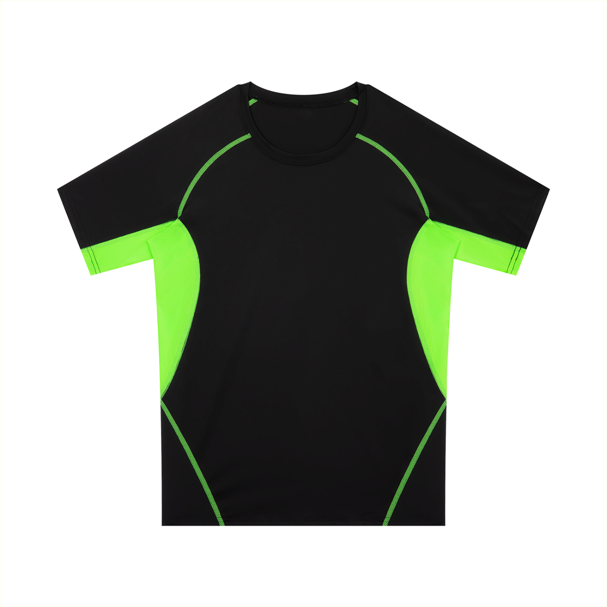 Men's Raglan Panel Training T-Shirt in black with lemon green