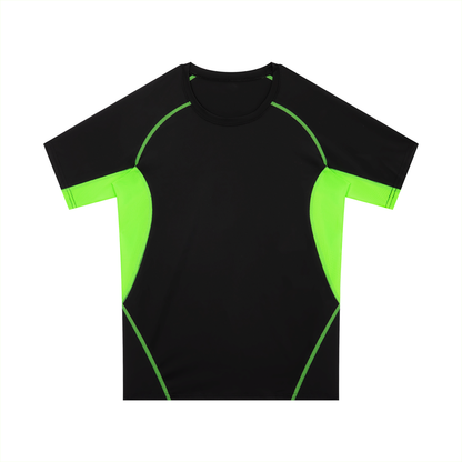 Men's Raglan Panel Training T-Shirt in black with lemon green