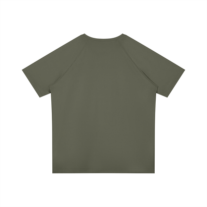 Men's Raglan Sleeve Performance T-Shirt in army green, alternate angle