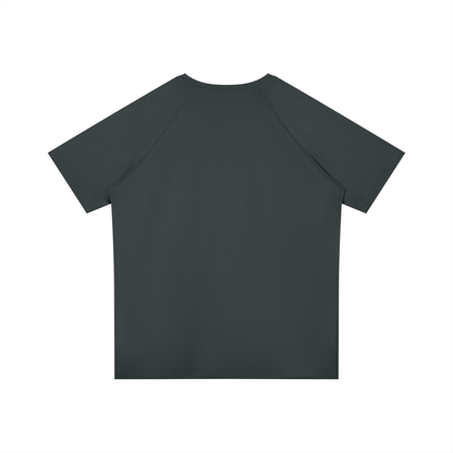 Men's Raglan Sleeve Performance T-Shirt in dark gray, alternate angle