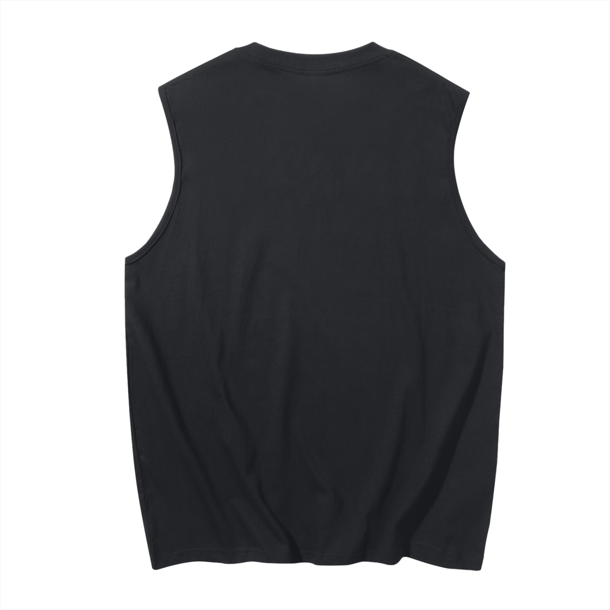 Men's Sleeveless Cotton Tank Top in black, alternate angle