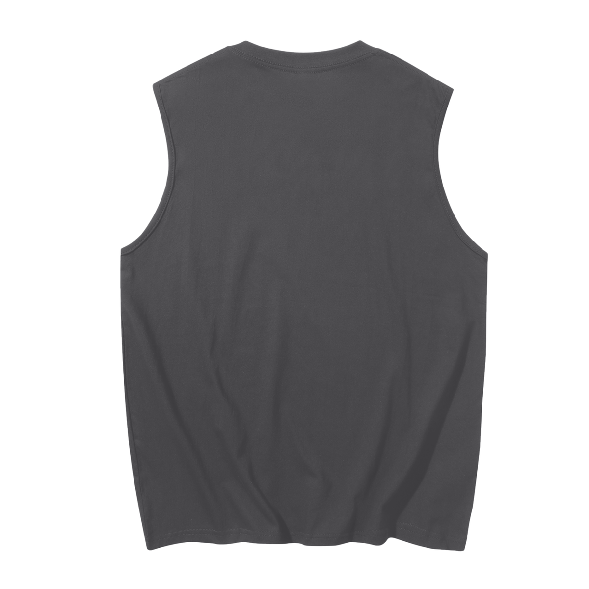 Men's Sleeveless Cotton Tank Top in medium grey, alternate angle