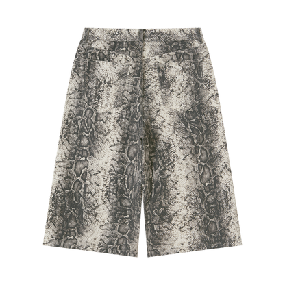 Men's Snake Print Shorts in white snake print, alternate angle