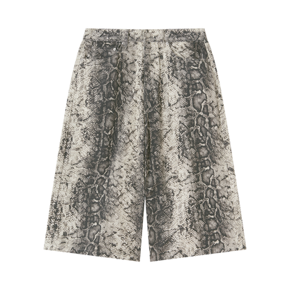 Men's Snake Print Shorts in white snake print