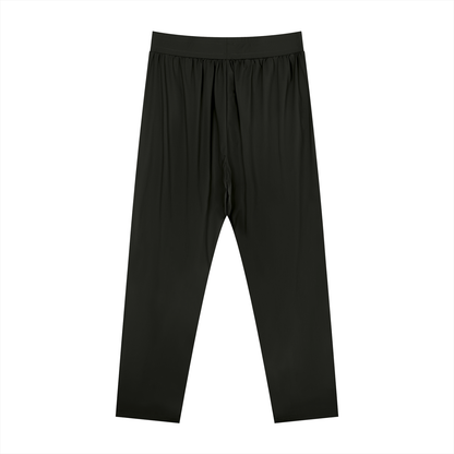Men's Straight Leg Elastic Waist Pants in black, alternate angle