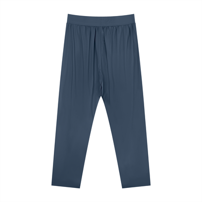 Men's Straight Leg Elastic Waist Pants in blue, alternate angle