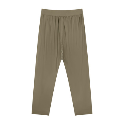 Men's Straight Leg Elastic Waist Pants in khaki, alternate angle