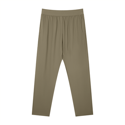 Men's Straight Leg Elastic Waist Pants in khaki