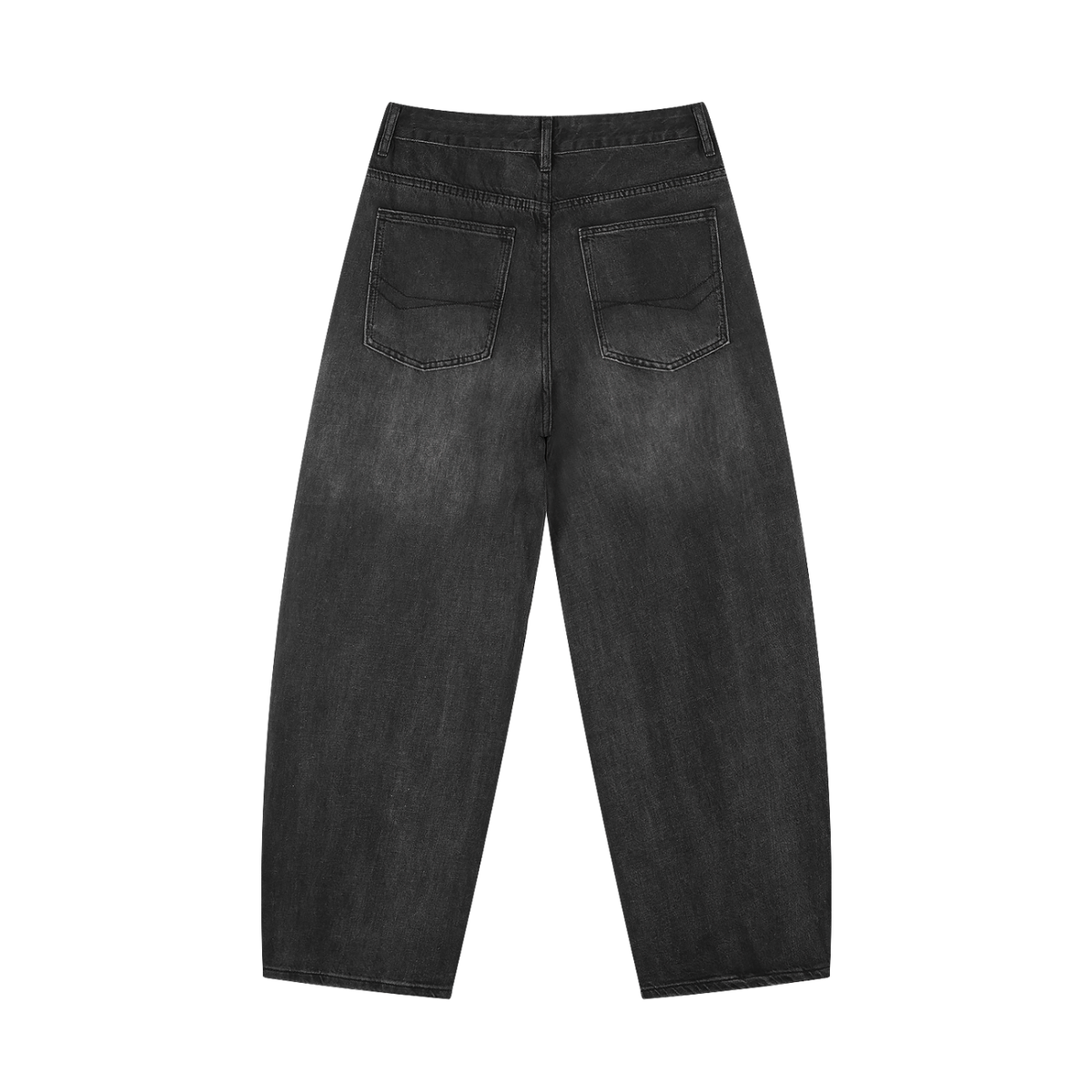 Men's Sunfade Vintage Wash Barrel Leg Jeans in black, alternate angle