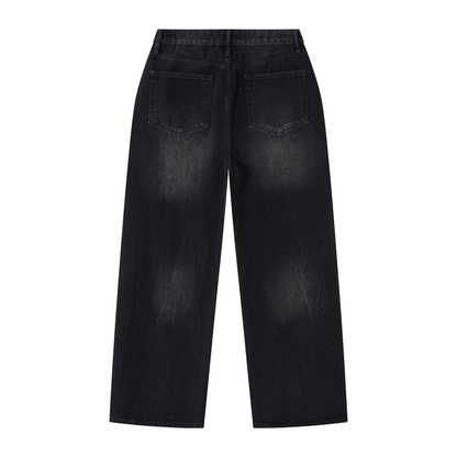 Men's Sunfade Vintage Wash Wide Leg Jeans in black, alternate angle