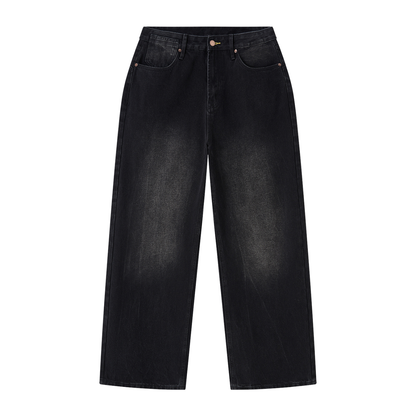 Men's Sunfade Vintage Wash Wide Leg Jeans in black