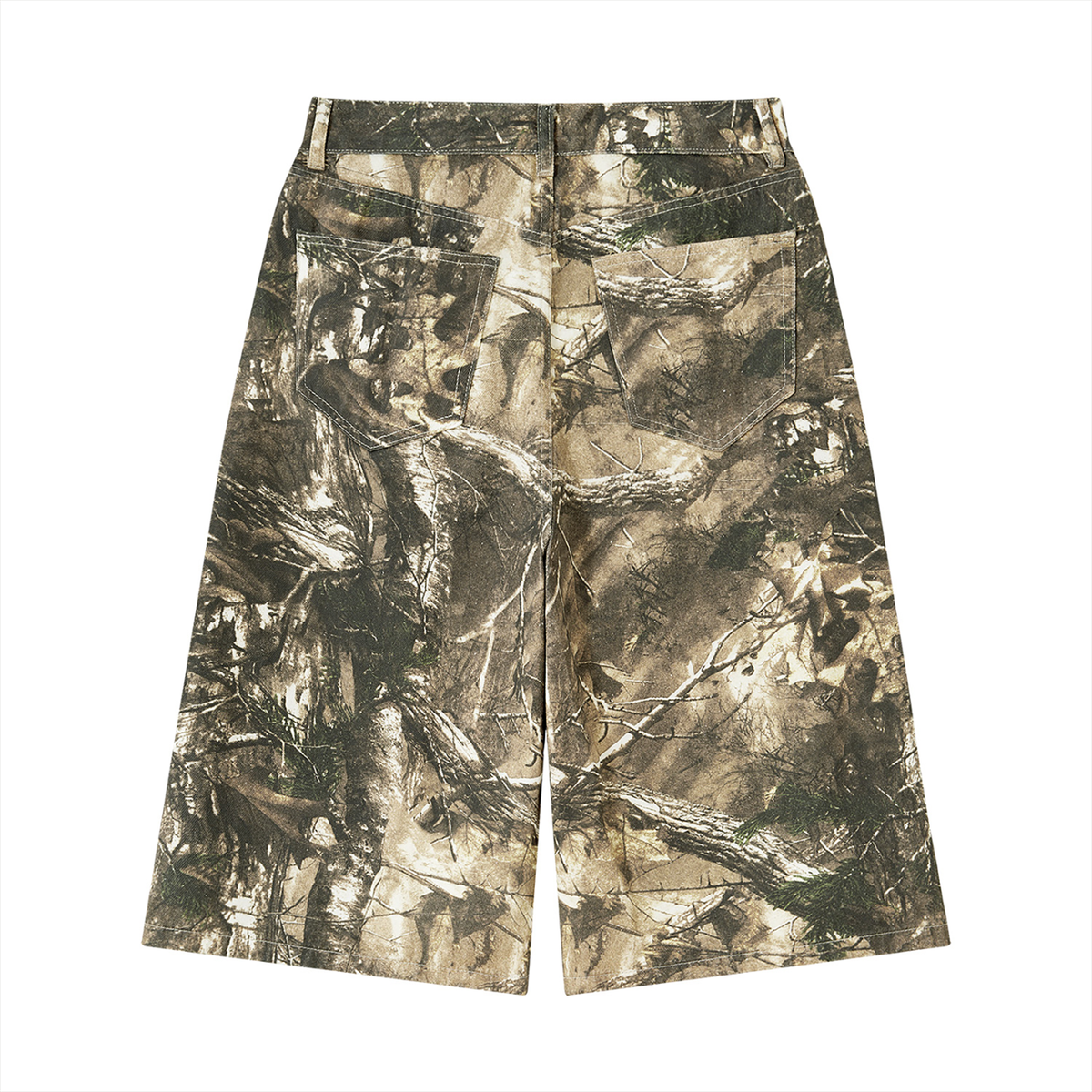 Men's Tree Camo Shorts in brown tree camo, alternate angle
