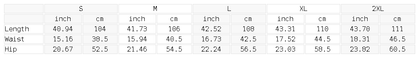 Size chart for the Men's Vintage Wash Barrel Leg Denim Jeans