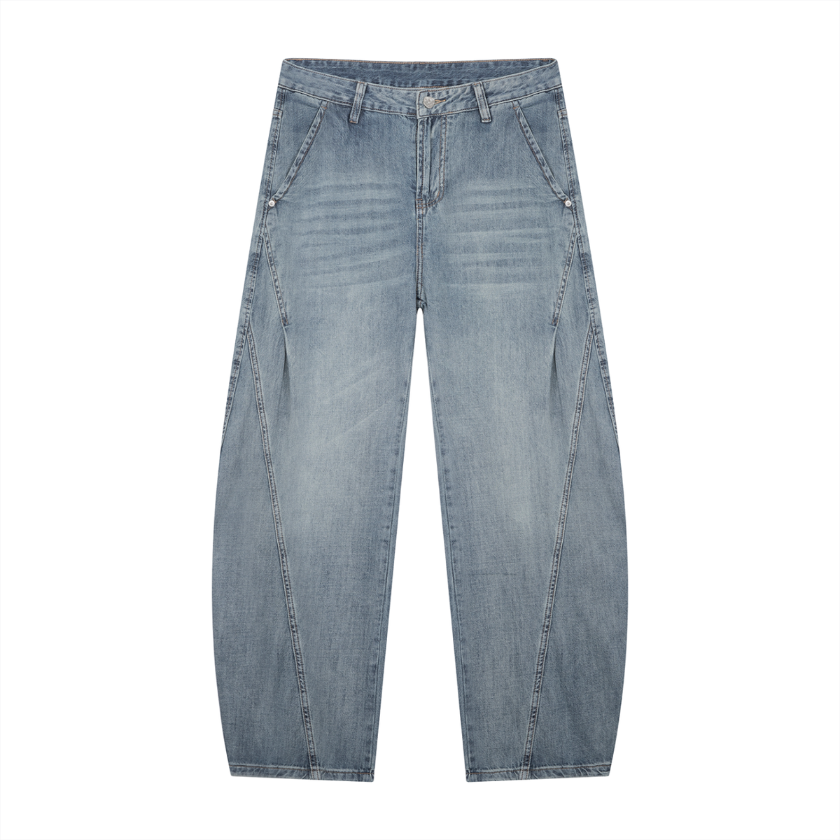 Men's Vintage Wash Barrel Leg Jeans - 260 gsm in blue