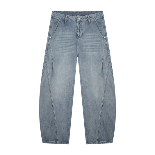 Men's Vintage Wash Barrel Leg Jeans - 260 gsm in blue