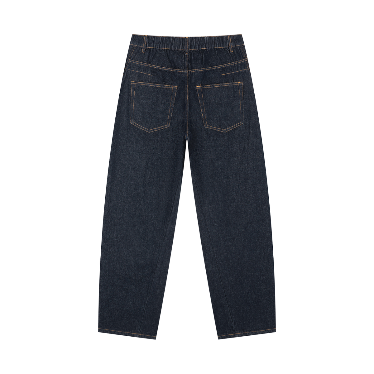 Men's Vintage Wash Barrel Leg Jeans in navy blue, alternate angle
