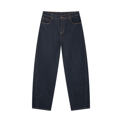Men's Vintage Wash Barrel Leg Jeans in navy blue