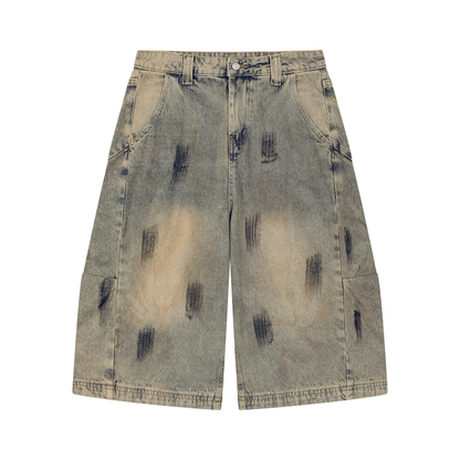 Men's Vintage Wash Denim Jean Shorts in jeans blue