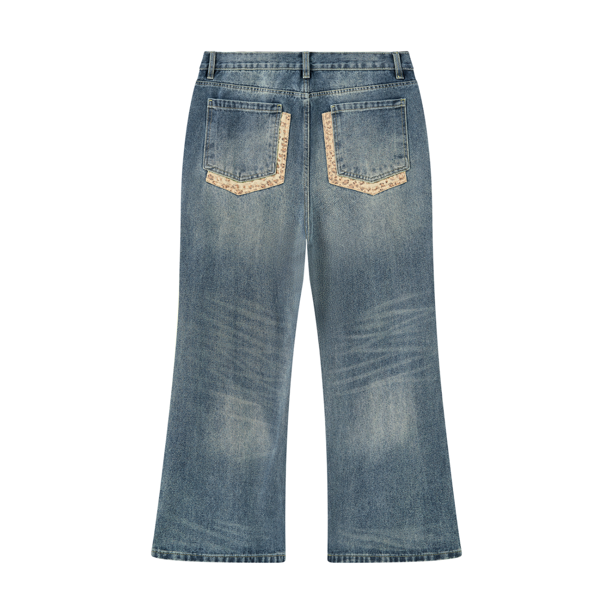 Men's Vintage Wash Denim Jeans - Flare fit in washed blue, alternate angle