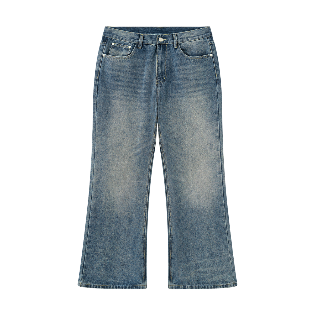 Men's Vintage Wash Denim Jeans - Flare fit in washed blue