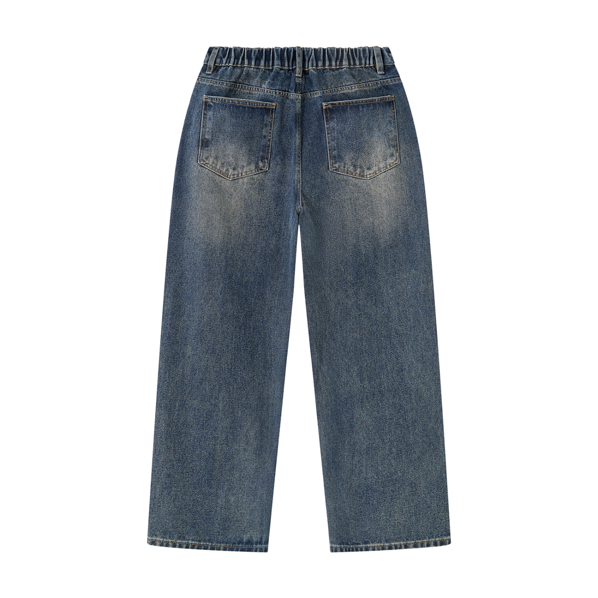 Men's Vintage Wash Denim Jeans - Loose fit in jeans blue, alternate angle