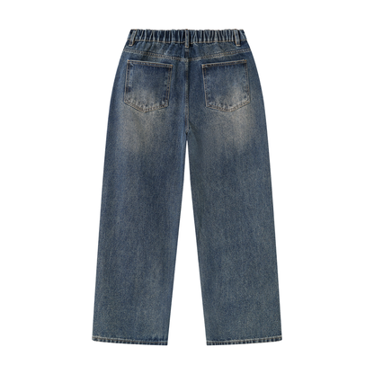Men's Vintage Wash Denim Jeans - Loose fit in jeans blue, alternate angle
