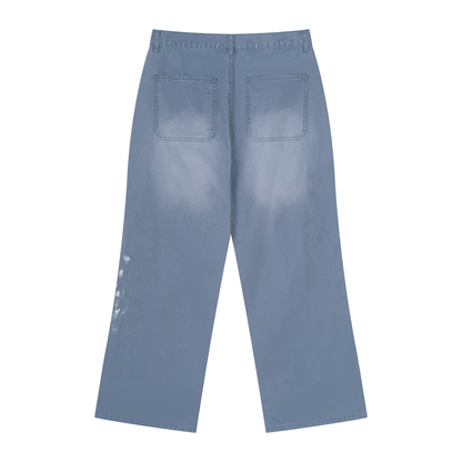 Men's Vintage Wash Splatter Denim Jeans in jeans blue, alternate angle
