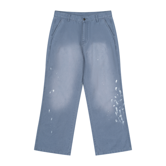 Men's Vintage Wash Splatter Denim Jeans in jeans blue