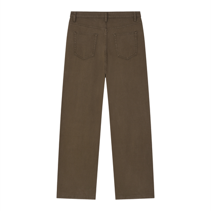 Men's Vintage Wash Straight Leg Jeans in brown, alternate angle