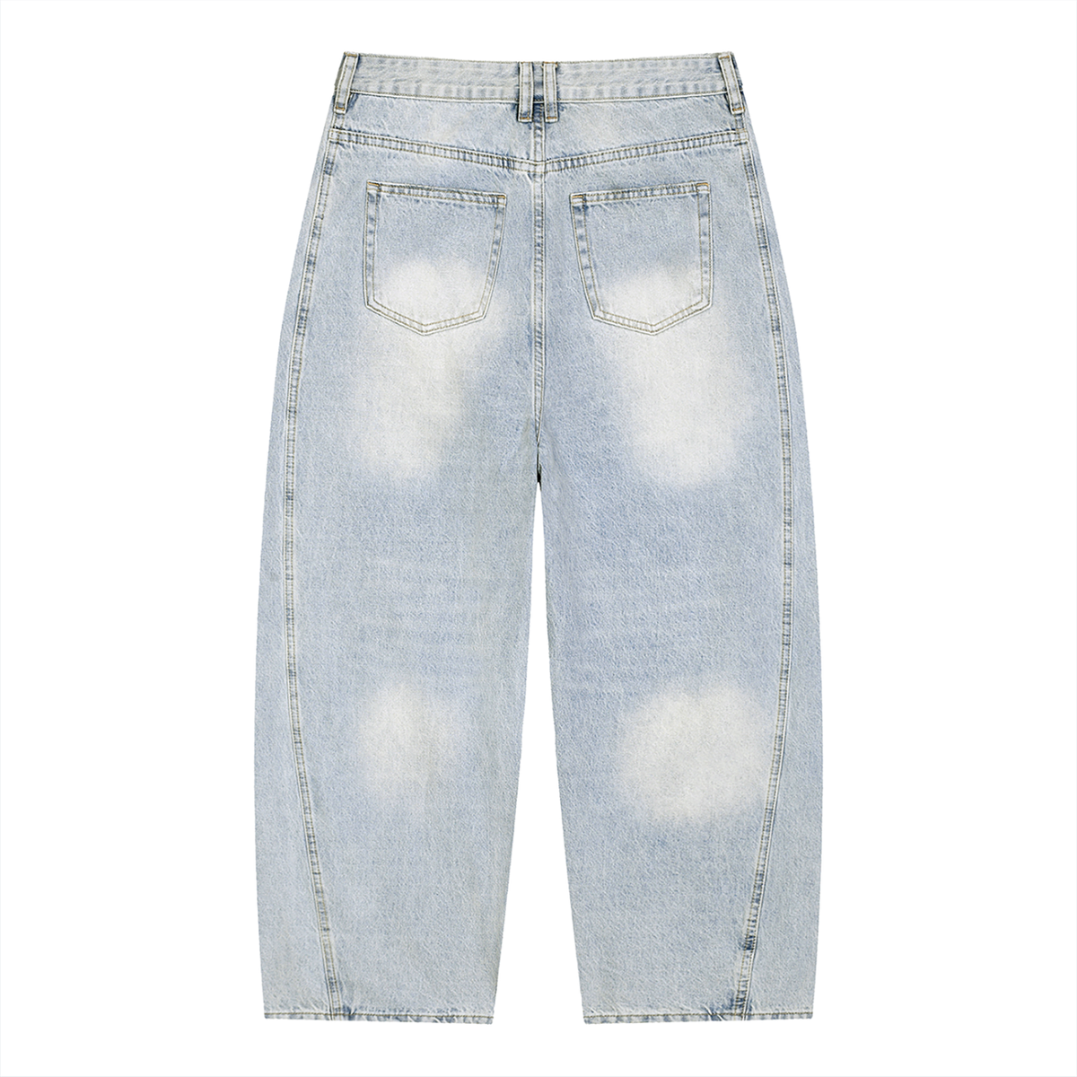 Men's Vintage Wash Sunfade Barrel Leg Jeans in light blue, alternate angle