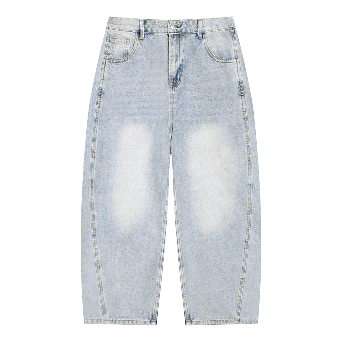 Men's Vintage Wash Sunfade Barrel Leg Jeans in light blue