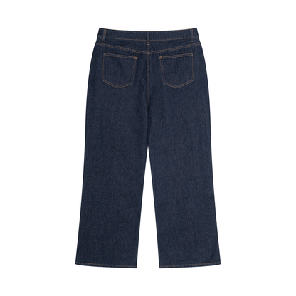 Men's Vintage Wash Topstitched Denim Jeans in jeans blue, alternate angle