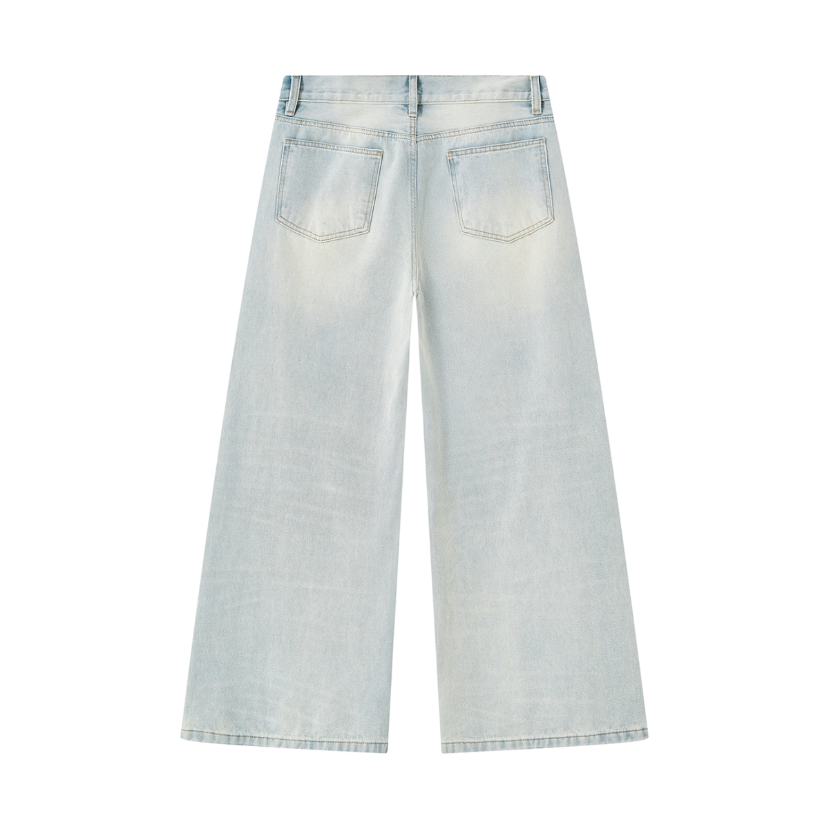 Men's Vintage Wash Wide Leg Denim Jeans in jeans blue, alternate angle