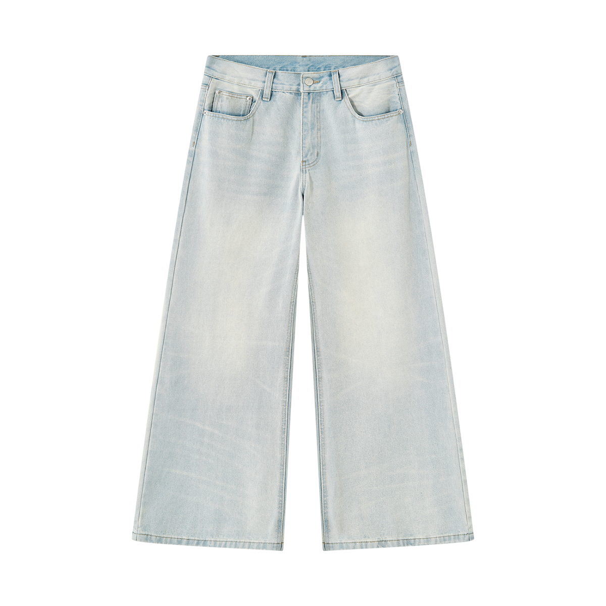 Men's Vintage Wash Wide Leg Denim Jeans in jeans blue