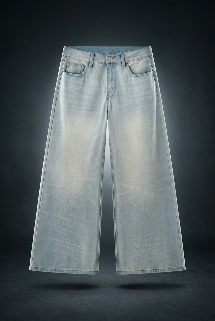 Men's Vintage Wash Wide Leg Denim Jeans, view 1