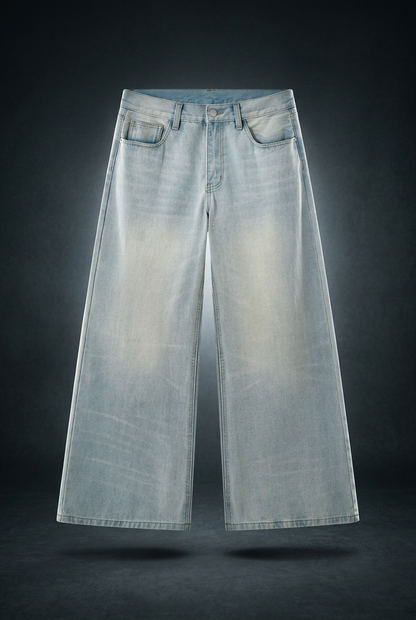 Men's Vintage Wash Wide Leg Denim Jeans, view 1