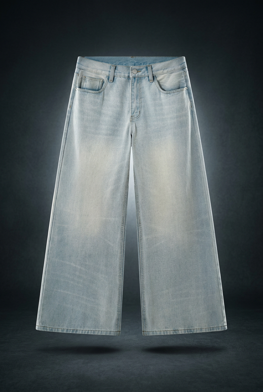 Men's Vintage Wash Wide Leg Denim Jeans, view 1