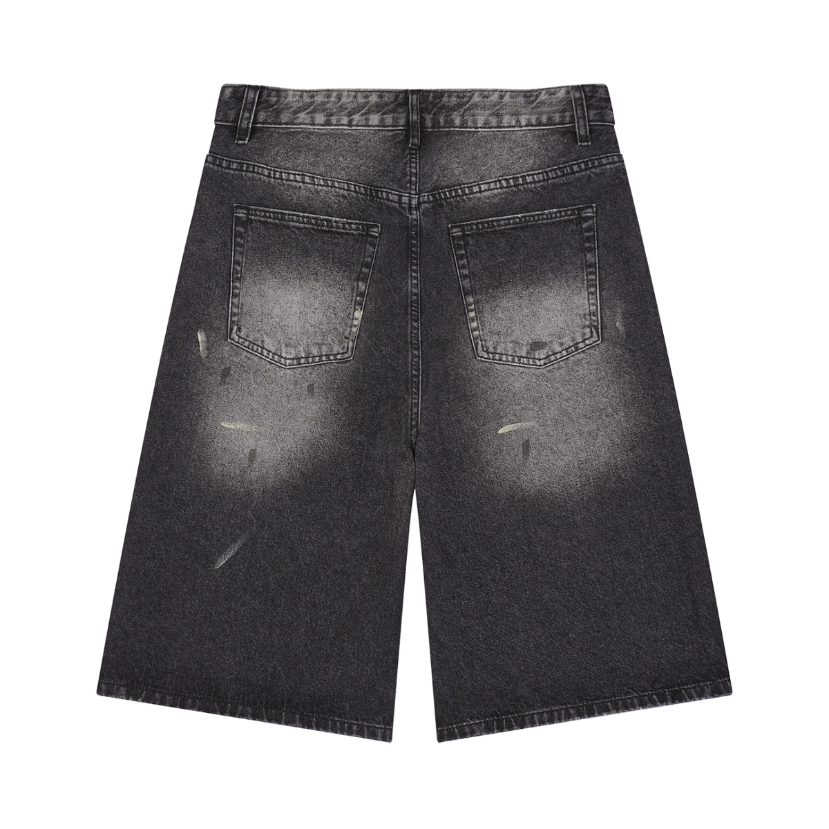 Men's Vintage Wash Wide Leg Denim Shorts in black, alternate angle