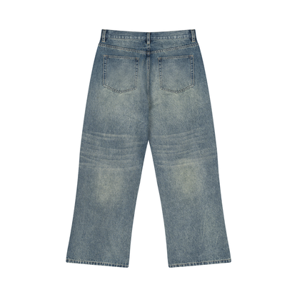 Men's Vintage Wash Wide Leg Jeans in jeans blue, alternate angle