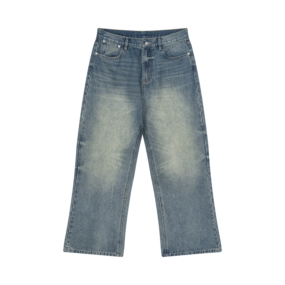 Men's Vintage Wash Wide Leg Jeans in jeans blue