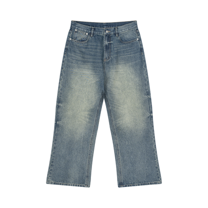 Men's Vintage Wash Wide Leg Jeans in jeans blue