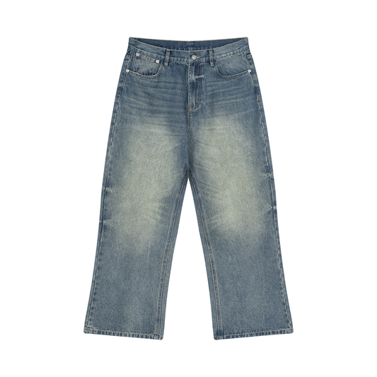Men's Vintage Wash Wide Leg Jeans in jeans blue