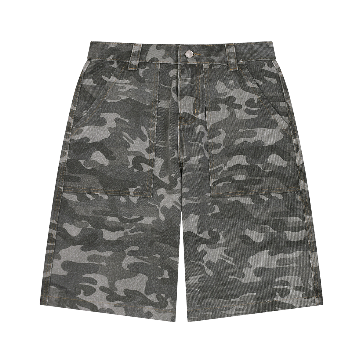 Men's Wide Leg Camo Shorts in gray camo
