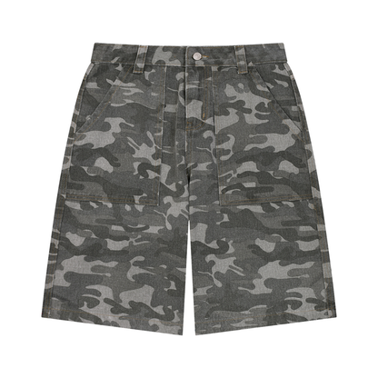 Men's Wide Leg Camo Shorts in gray camo