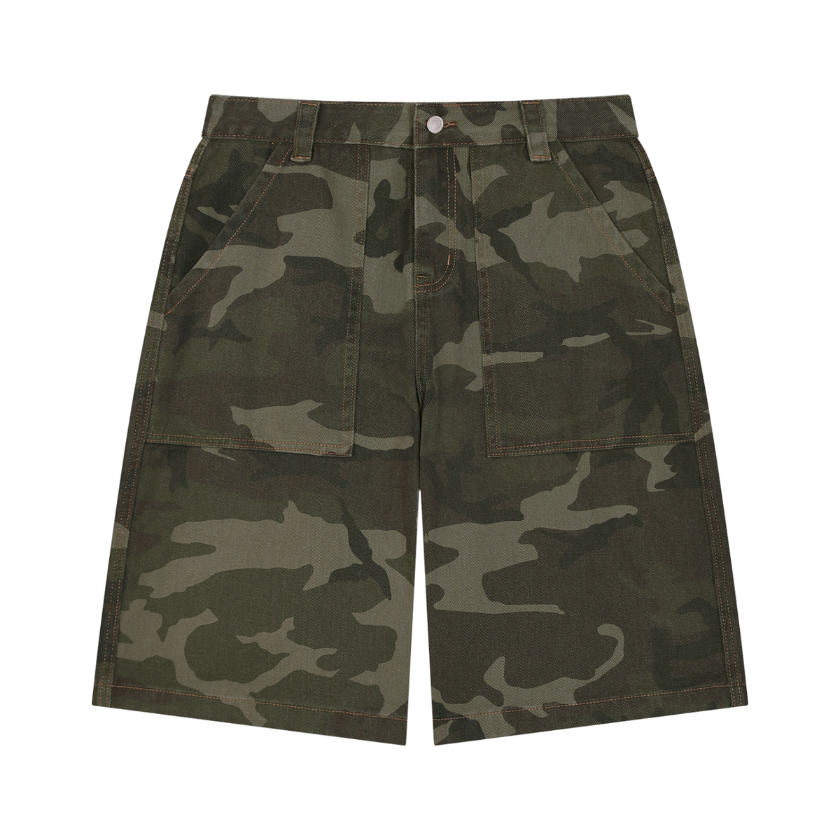 Men's Wide Leg Camo Shorts in green camo