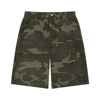 Men's Wide Leg Camo Shorts in green camo