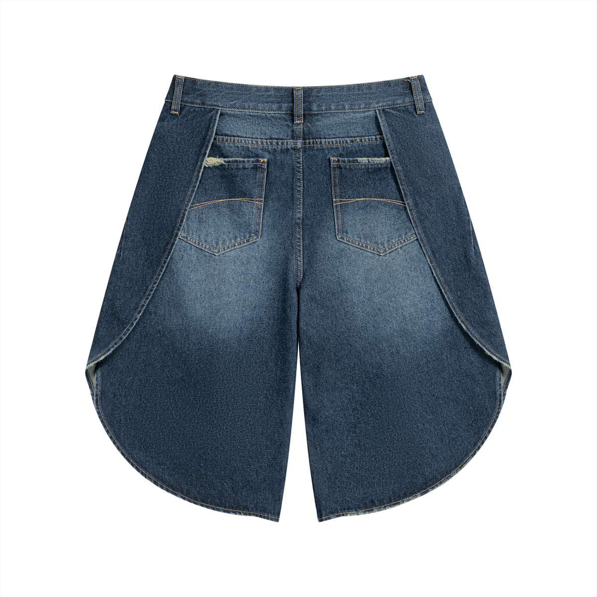 Men's Wide Leg Denim Shorts in jeans blue, alternate angle