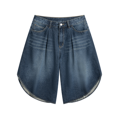 Men's Wide Leg Denim Shorts in jeans blue