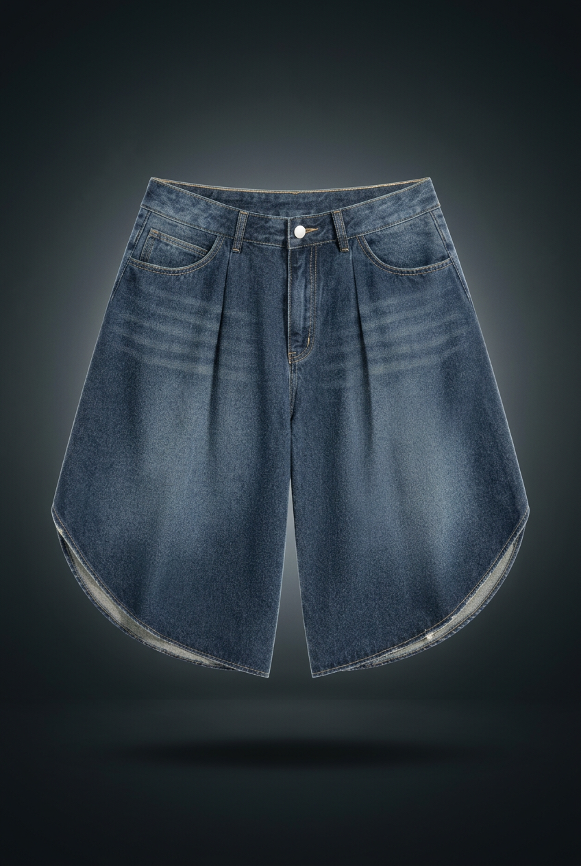 Men's Wide Leg Denim Shorts
